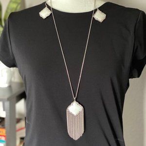 Kendra Scott Kingston White Necklace and Earrings
